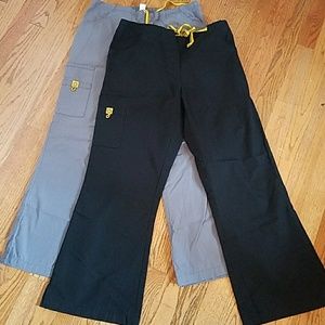Black and gray scrub pants